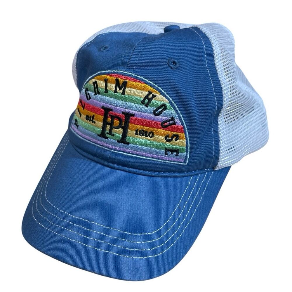 Kenneth Scott Pilgrim House Rainbow Arch Embroidery Mesh Back Trucker Hat Cap OS